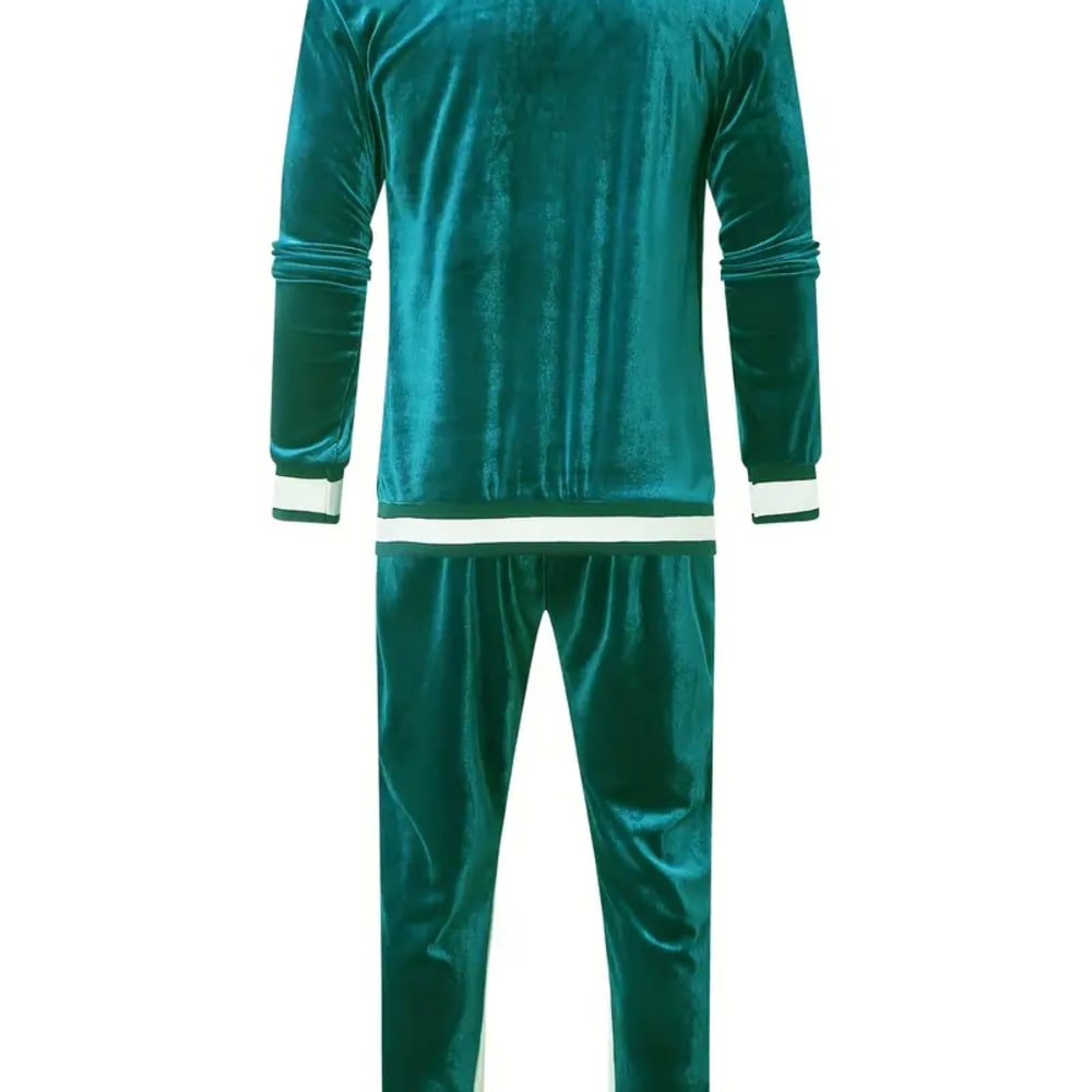 Classic Velvet Men Athletic 2Pcs Tracksuit Set